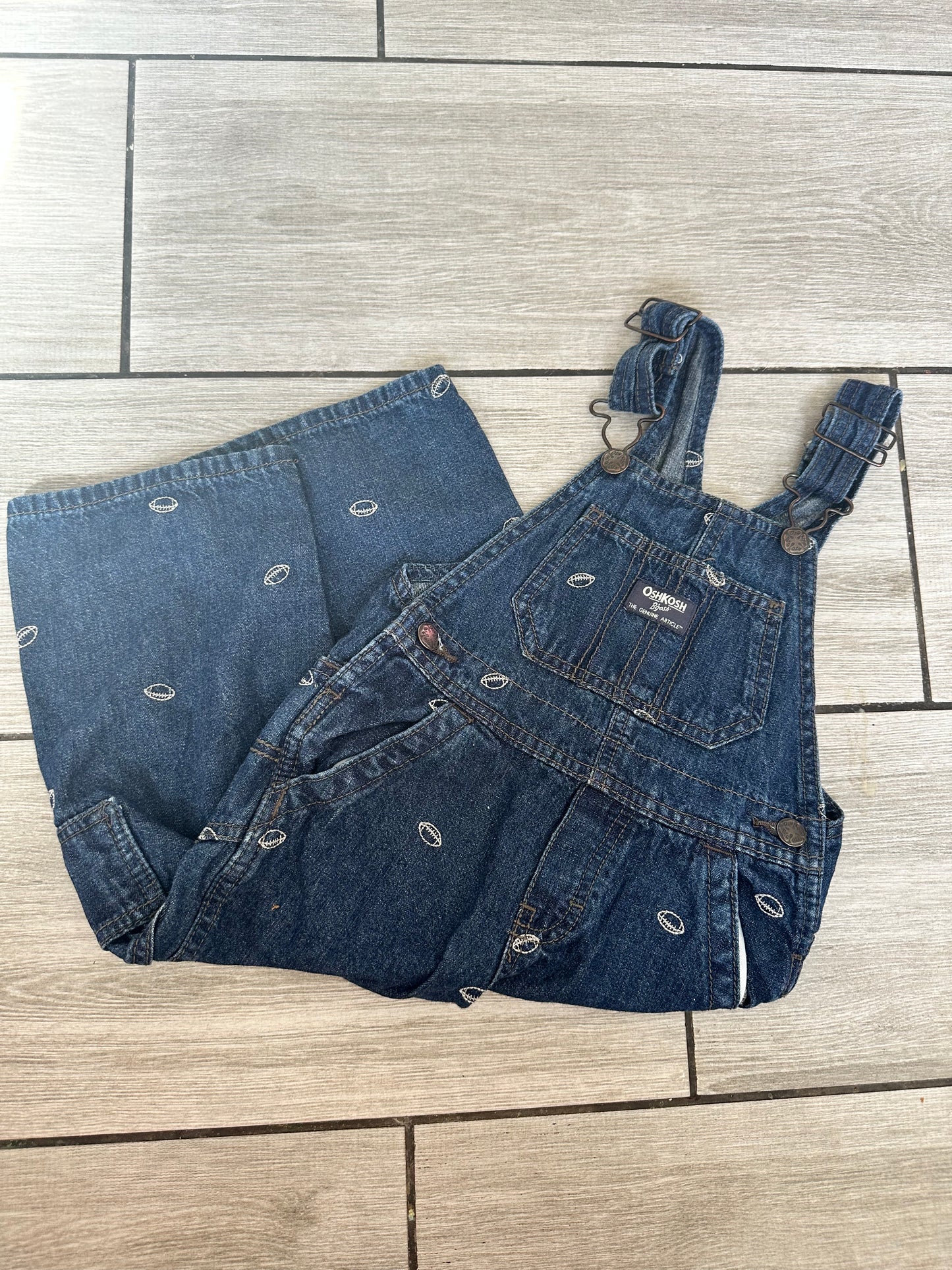 #111 OshKosh B’Gosh Football Print Overalls 2T