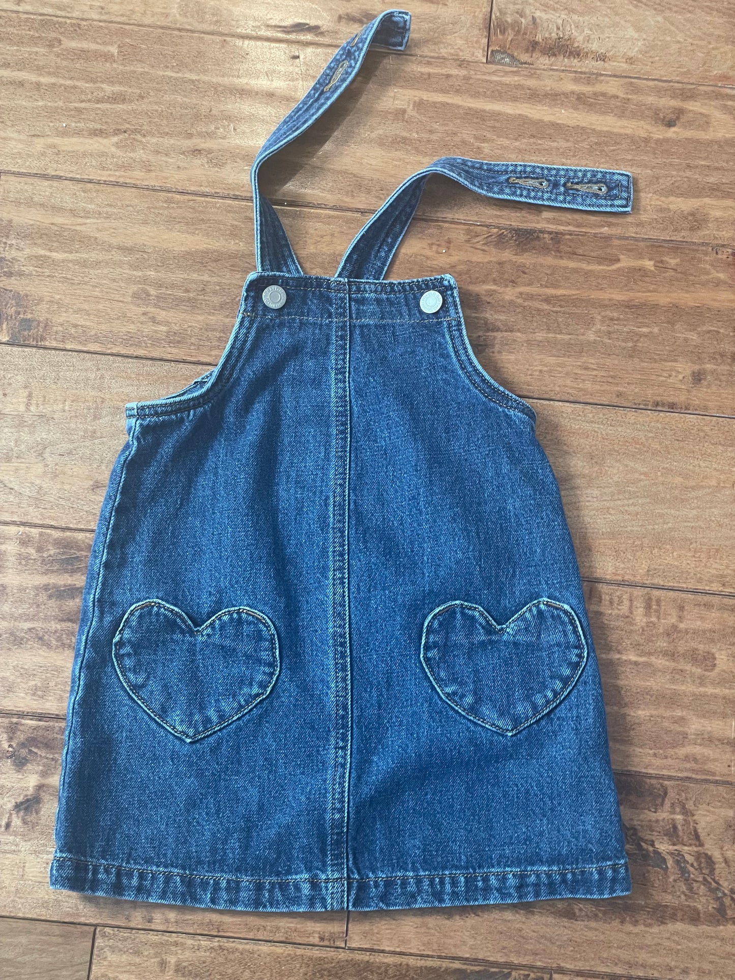 #199 Girls Old Navy heart pocket denim jumper size 3T