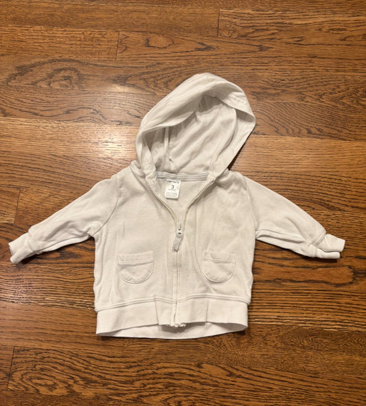 Seller #195 - Carter’s White Zip Up Hoodie Jacket - Size 3 Months
