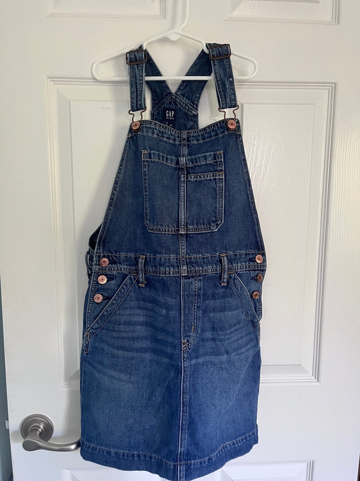 #125 Girls Gap Kids Denim Overall dress Size 10