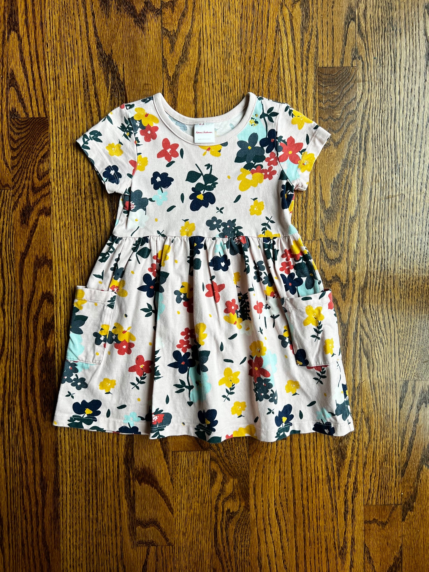 Seller #115 - REDUCED - Hanna Andersson Girls 3T / 90cm Pale Pink Floral Dress with Pockets, VGUC