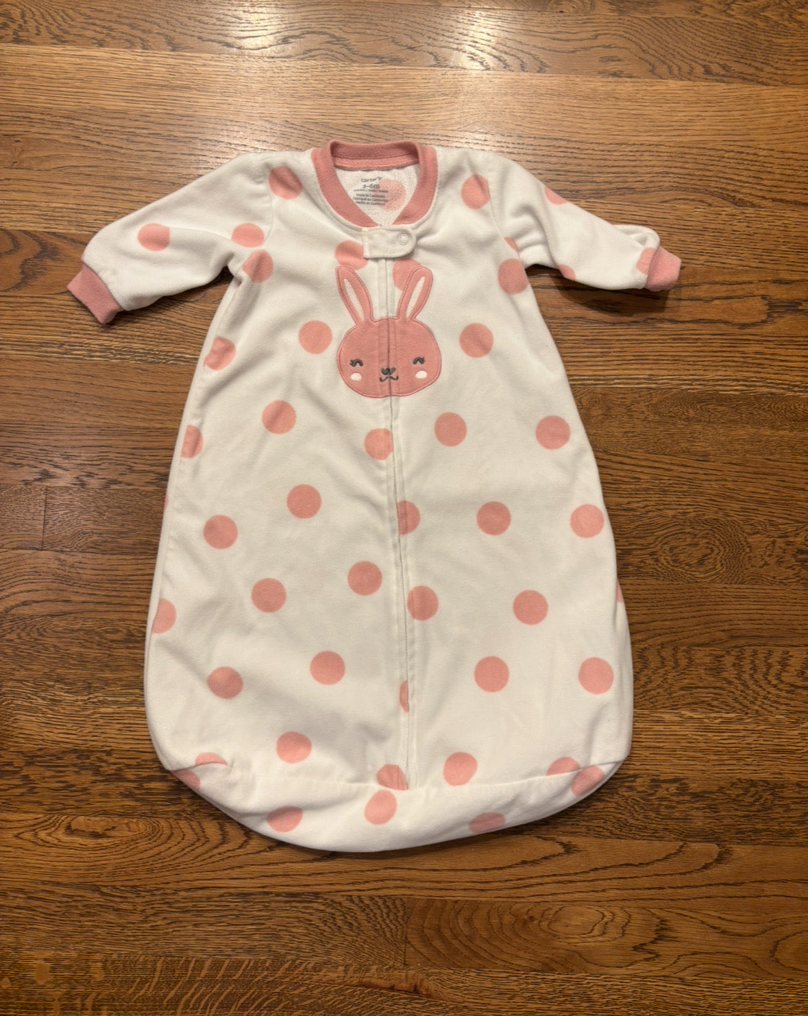 Seller #195 - Baby Girl Carter's Polka Dot Bunny Fleece Sleep Bag - Size 3-6 Months
