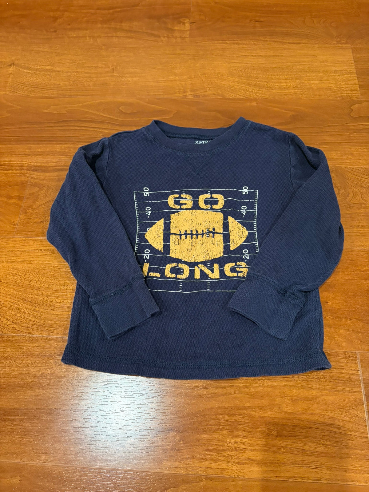 Boys Size 4 / XS Navy Blue Football Long Sleeve Tshirt