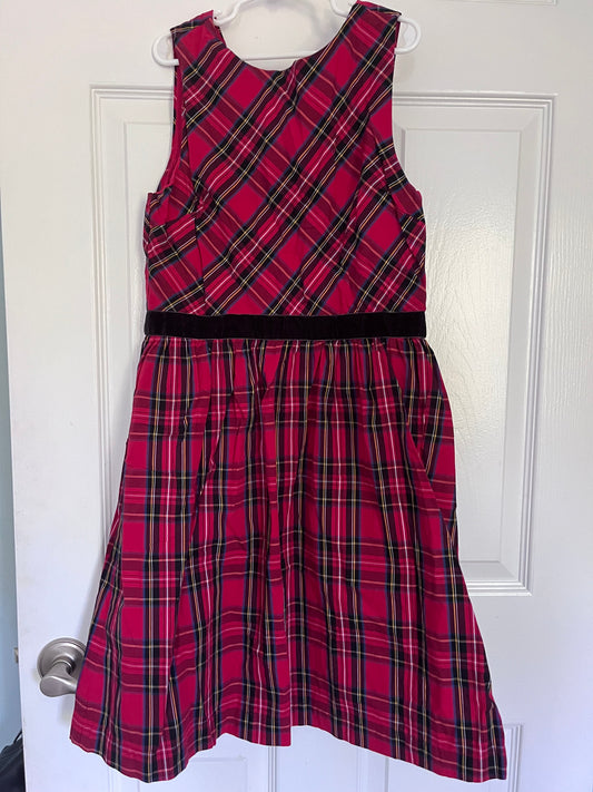 #125 Girls Crewcuts Plaid Holiday Dress Size 12