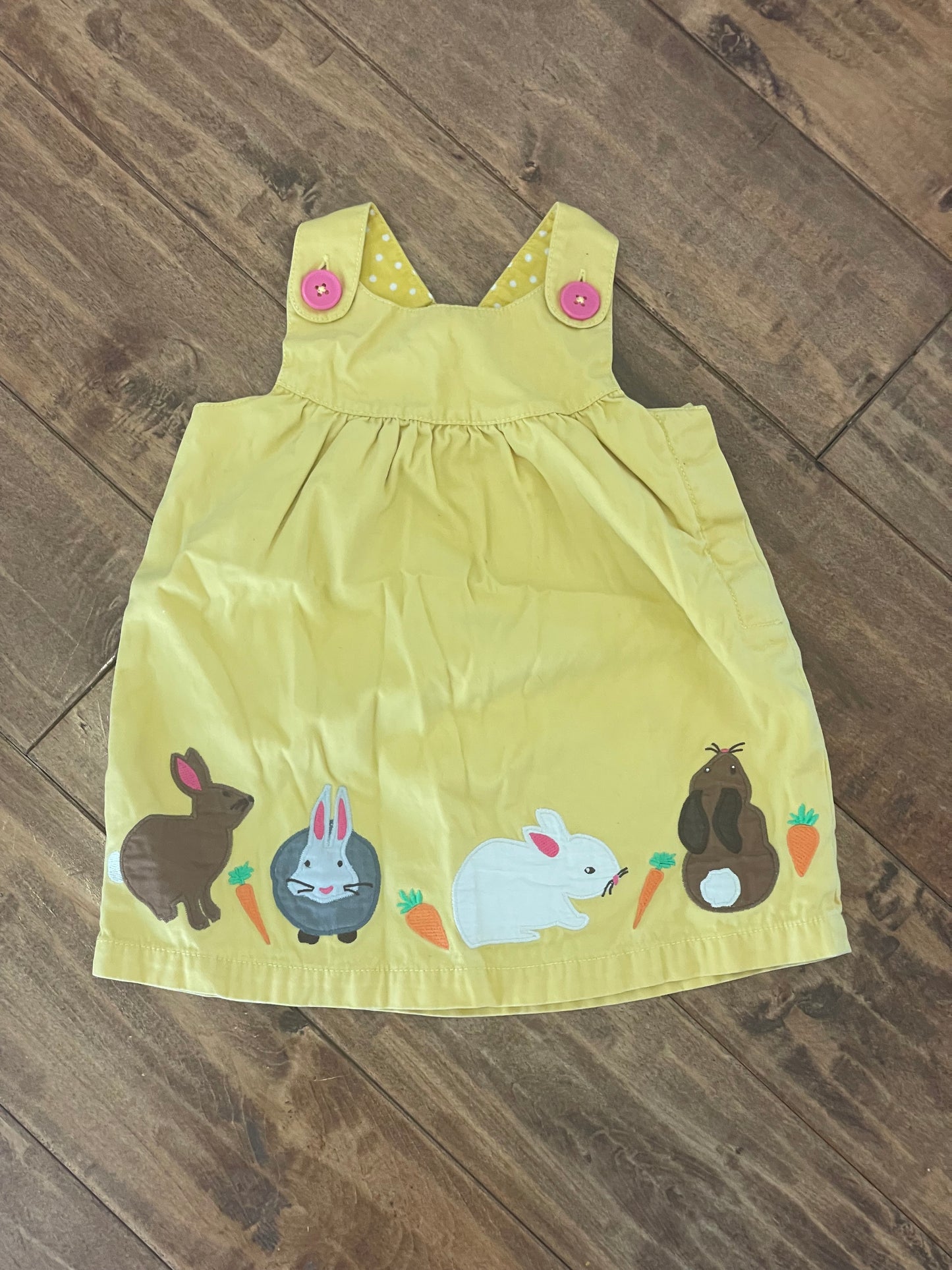 #199 Girls Baby Boden Easter bunny dress size 6-12 months