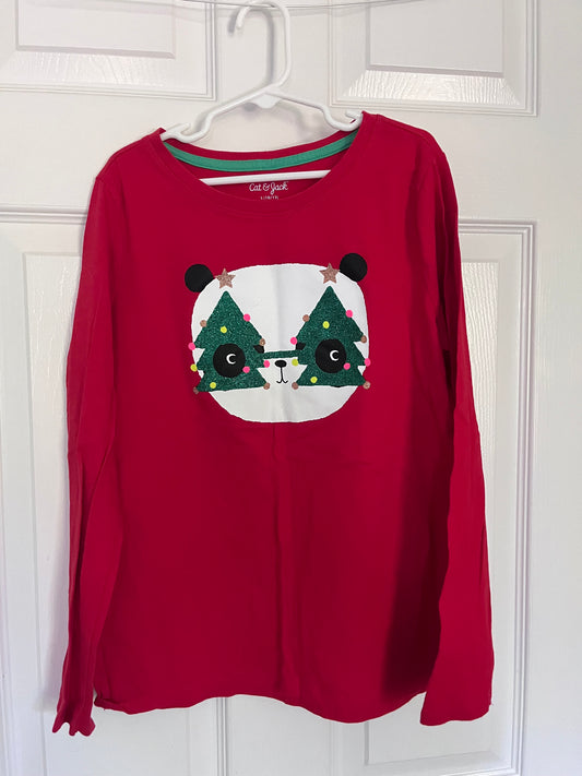 #125 Girls Cat and Jack Christmas Cotton shirt Size 10-12