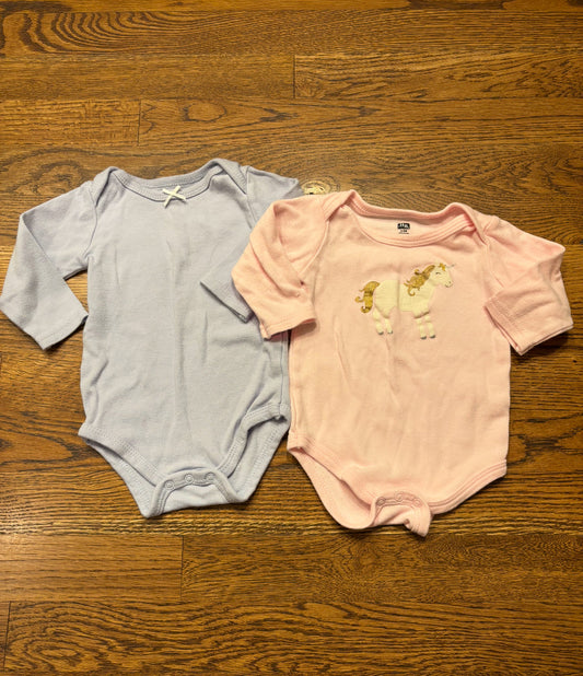 Seller #195 - *REDUCED* Bundle of 2 Hudson Baby Girls Long Sleeved Bodysuits - Size 3-6 Months