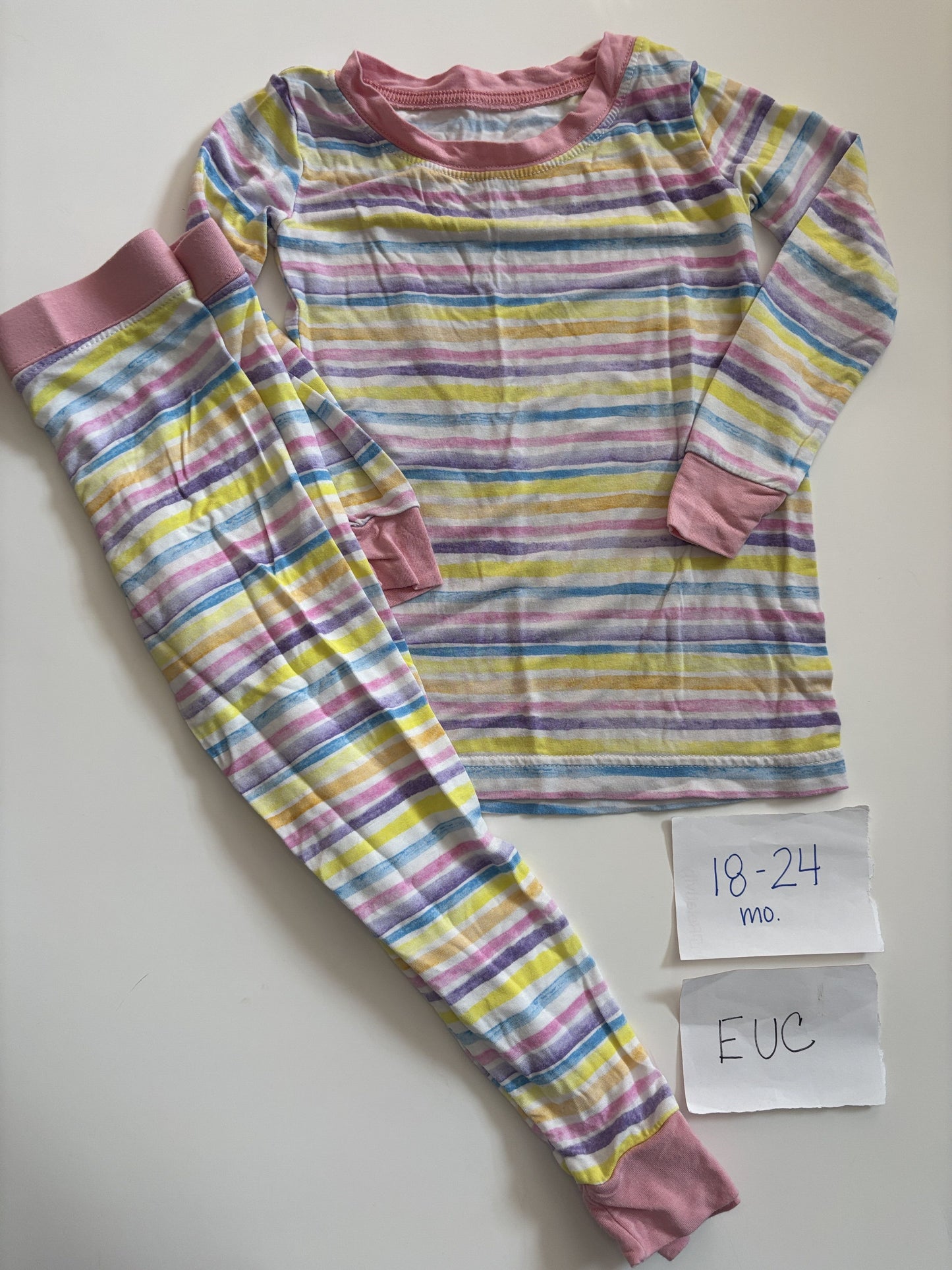 #138 - 18-24 Mo - EUC Little Sleepies - Imperfect Sunrise Stripe PJs - PU 45236