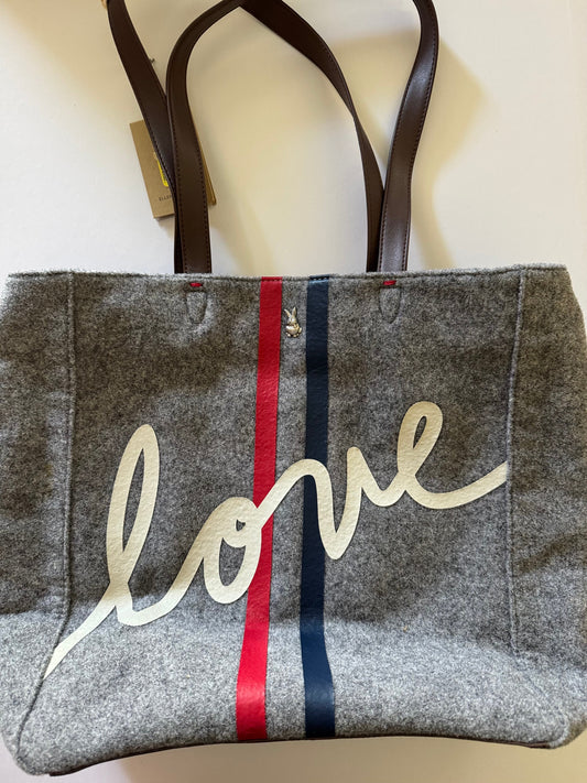#92 NWT gray love tote bag Ellen Degeneres