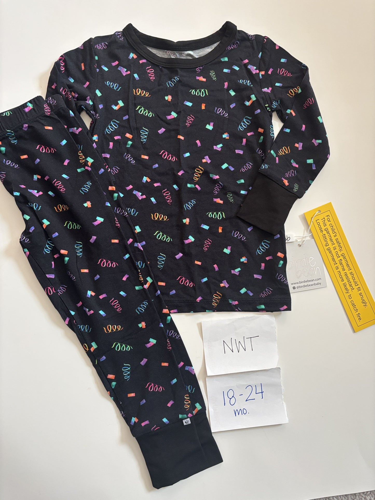 #138 - 18-24 Mo - NWT Birdie Bean - Confetti PJs - PU 45236