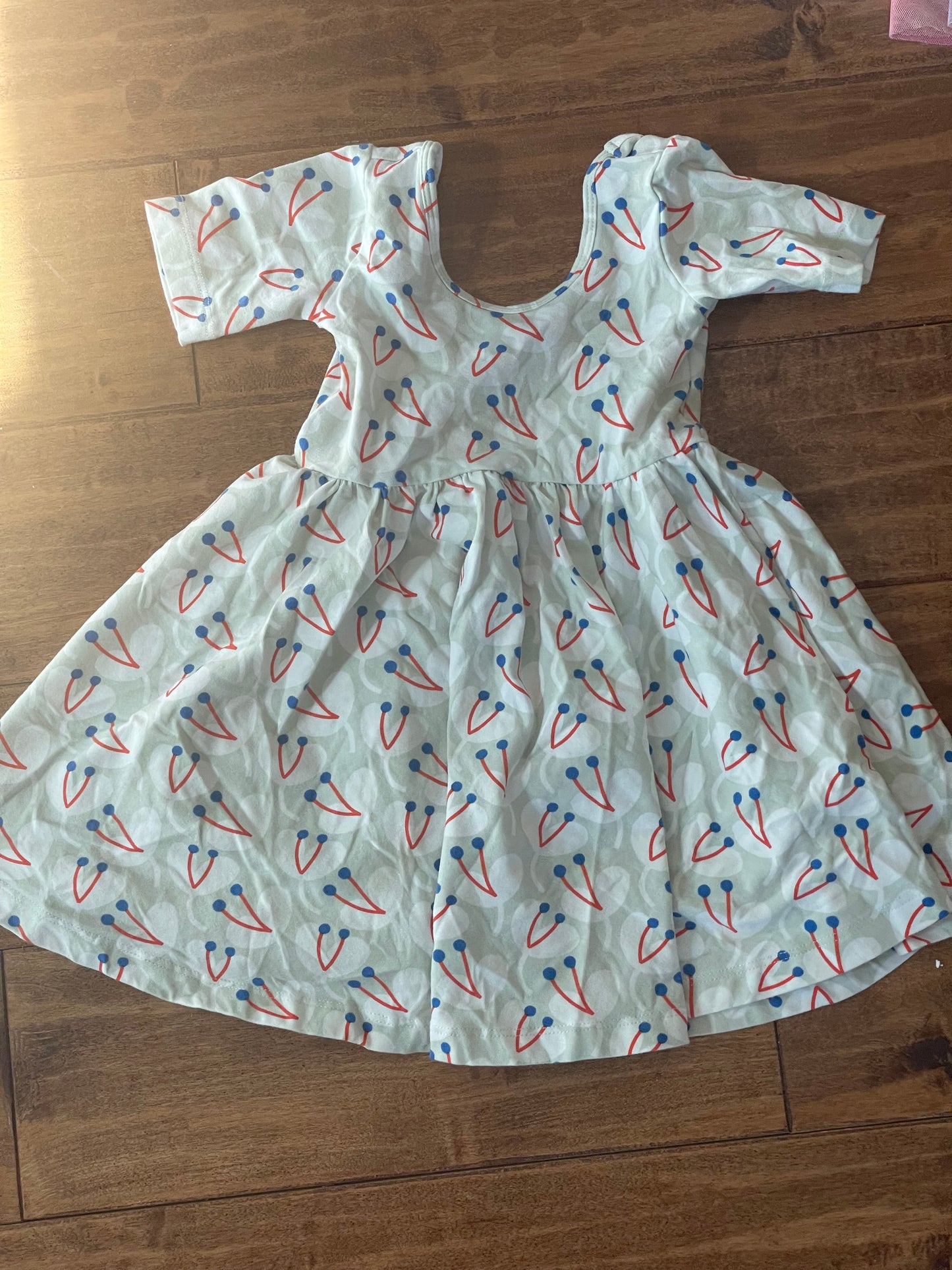 #199 Girls Alice and Zane seafoam green and red dress size 2T