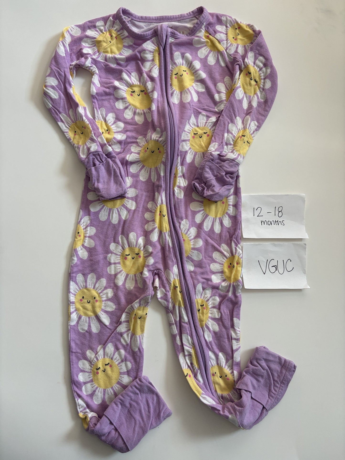#138 - 12-18 Mo - VGUC Little Sleepies - Flower Power Zippy - PU 45236
