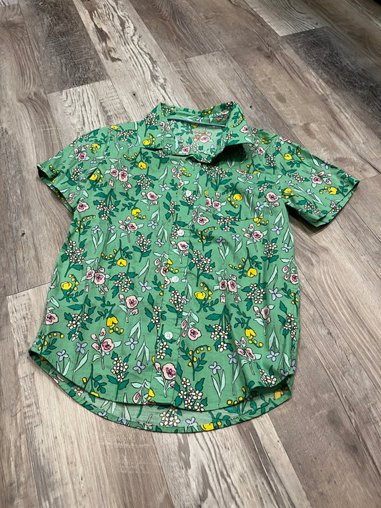 Boys Cat and Jack Green Floral Button Down Size 8