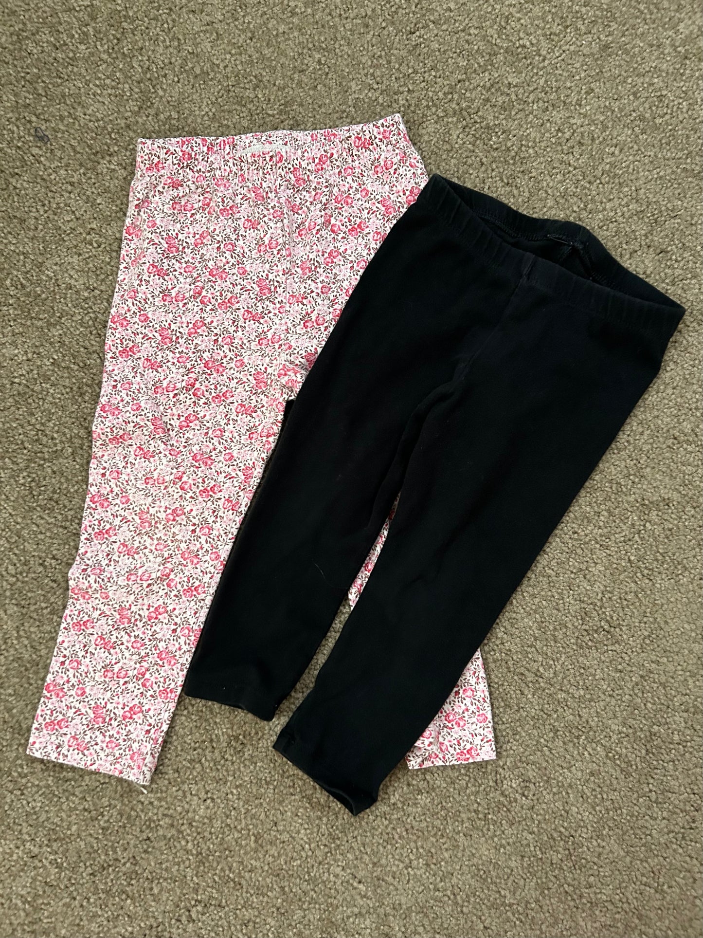 Girls 18-24 month leggings - 2 pair - Black/Flowered (Cat and Jack and Gap)