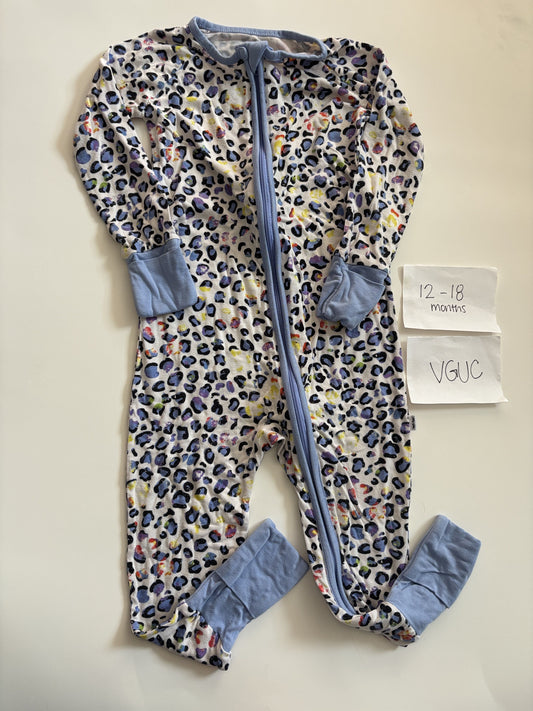 #138 - 12-18 Mo - VGUC Little Sleepies - Leopard Love Zippy - PU 45236
