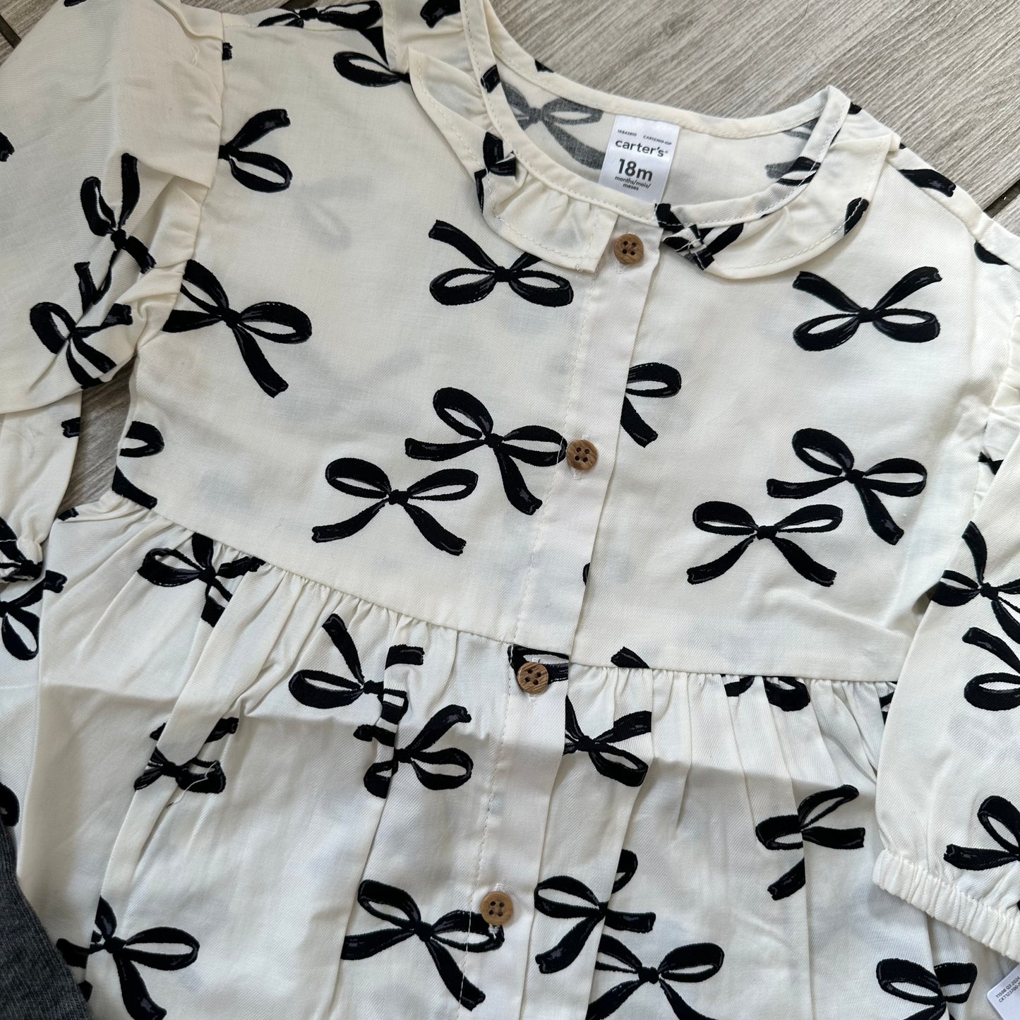 #111 Carters Bow Print Dress with Tights 18 Months NWT