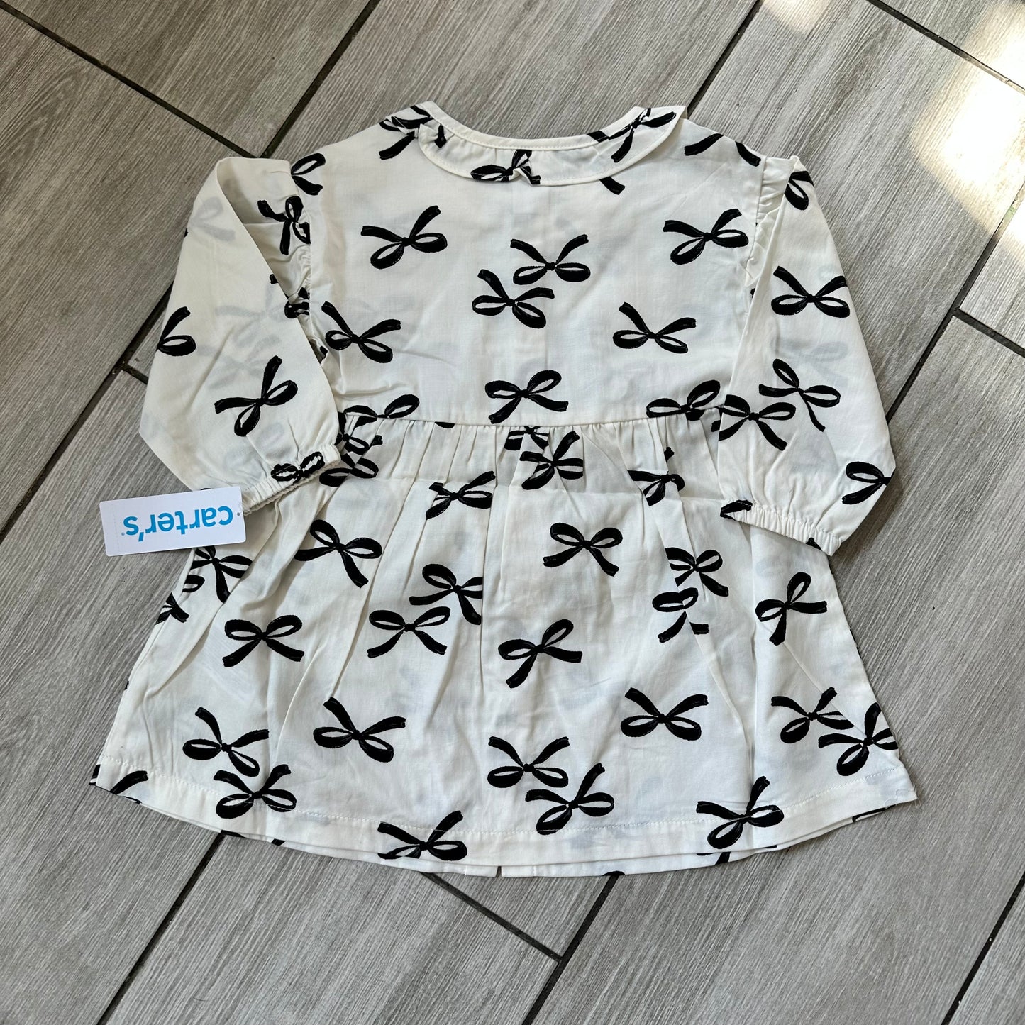 #111 Carters Bow Print Dress with Tights 18 Months NWT
