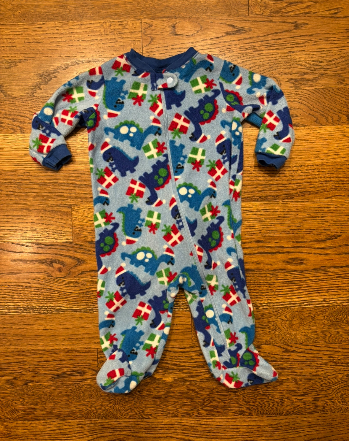 Seller #195 - Faded Glory Dino Christmas Fleece Sleeper - Size 3-6 Months