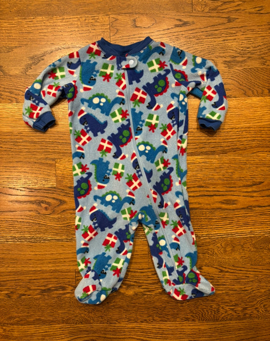 Seller #195 - Faded Glory Dino Christmas Fleece Sleeper - Size 3-6 Months