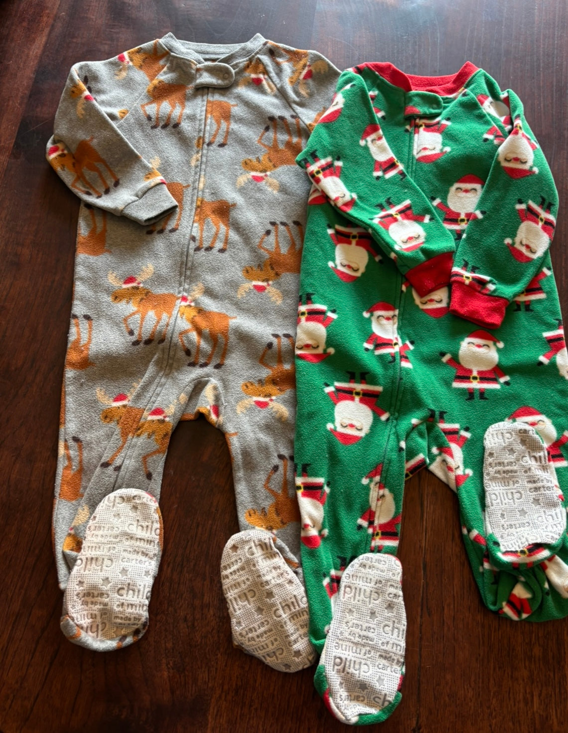 #156 Christmas fleece pajama bundle-2 Carter's footed pajamas size 24m