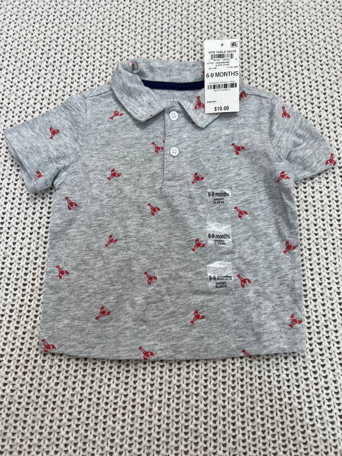 #157 NWT First Impressions Little Boy Lobster Polo, 6-9M