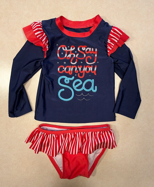 #143 Cat & Jack Patriotic Swimsuit Girls 18m - REDUCED