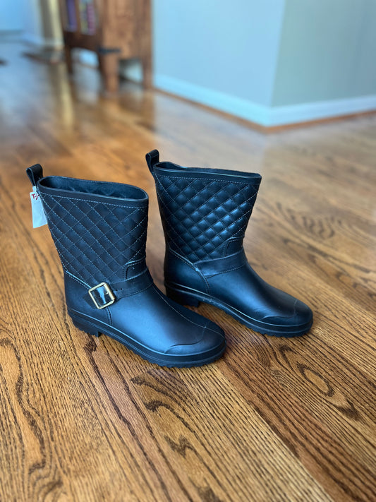 NWT Capelli New York Women's Size 8 Quilted Rain Boots, Black