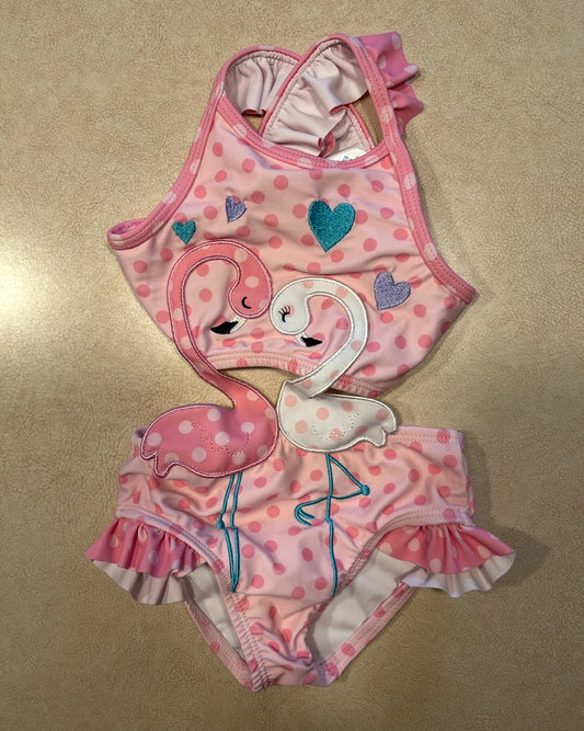 #143 Flamingo Swimsuit Girls 12m - REDUCED