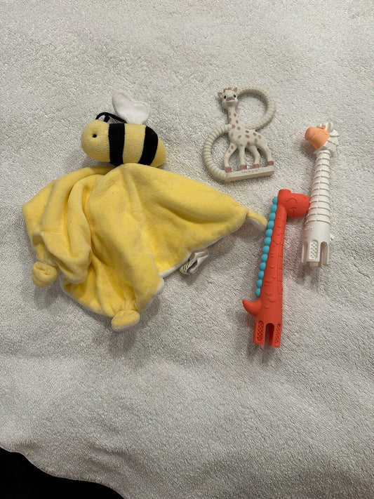 #85 REDUCED Sophie Baby Teether and Bee Lovey Lot of 4