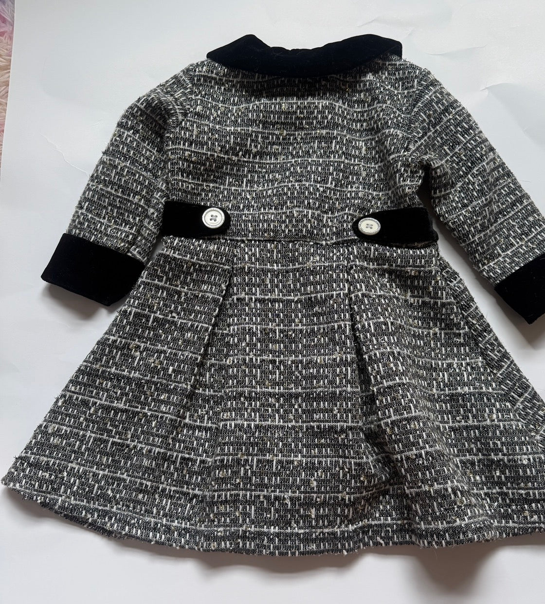 #170 Blueberi Gold tweed coat girls 18 months
