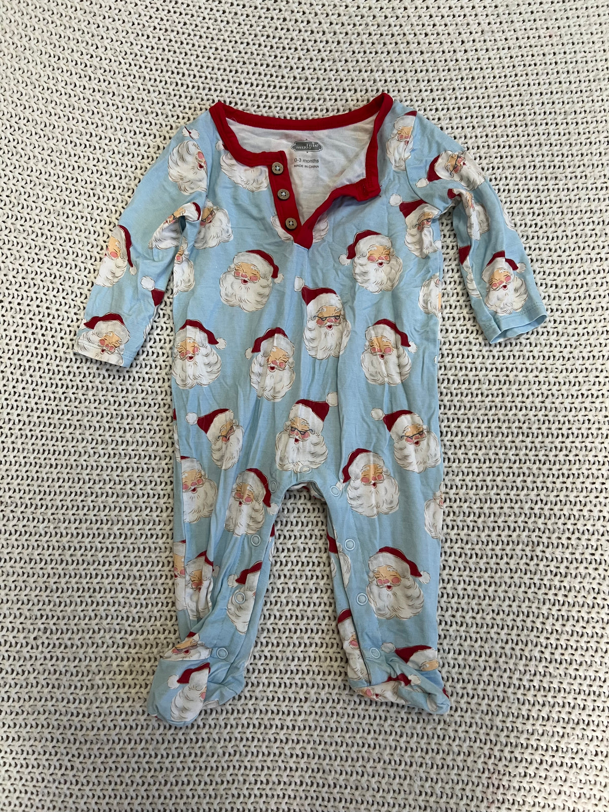 #157 EUC Mudpie Christmas Santa Onesie, 0-3M