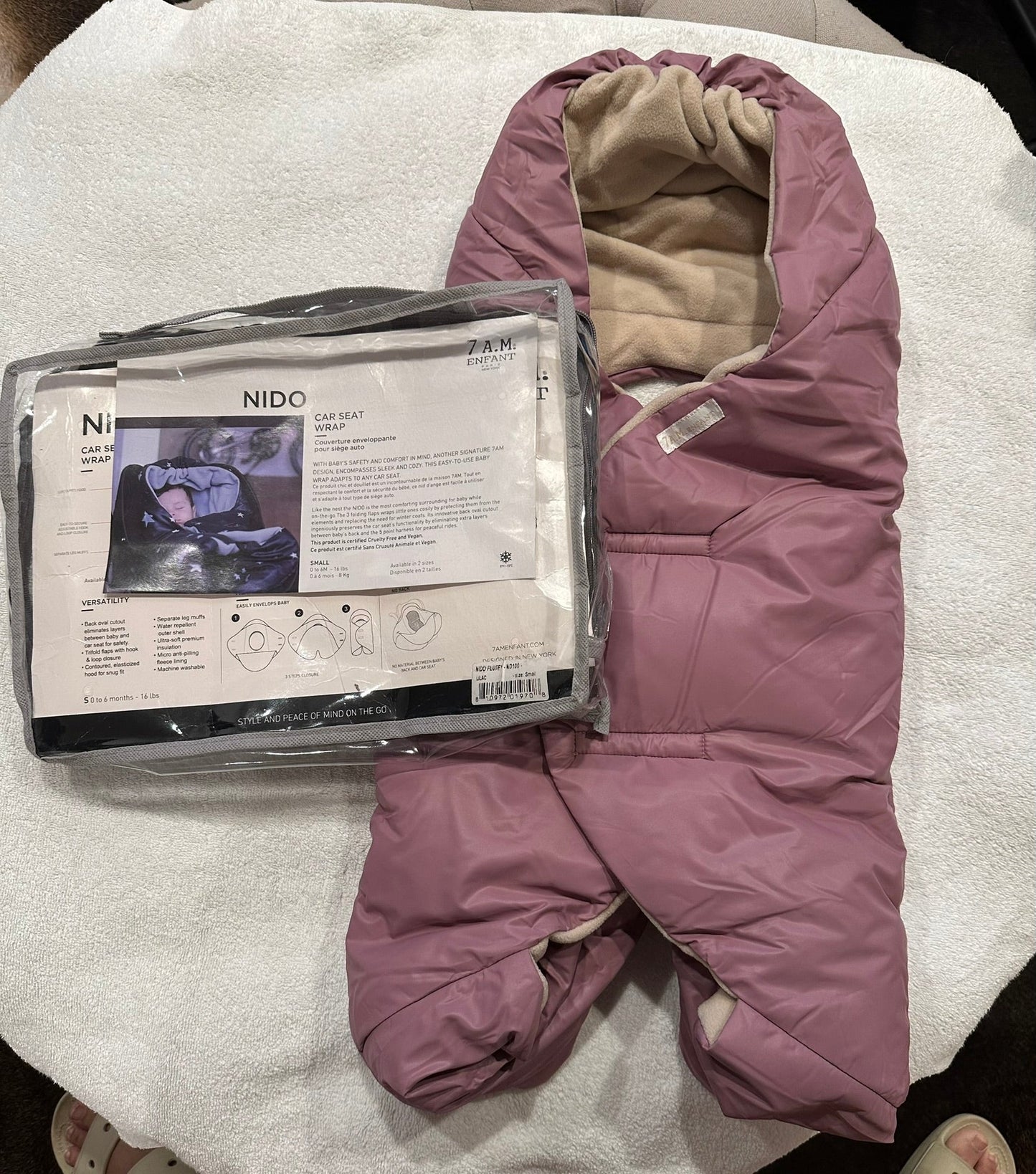 #85 7A.M. Enfant Nido Car Seat Wrap Blanket in Lilac