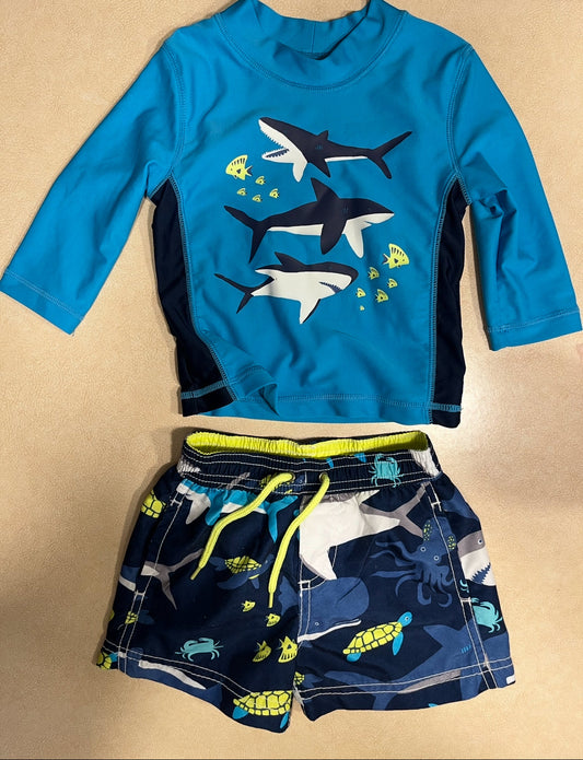 #143 Carter's Shark Swim Set Boys 12m - REDUCED