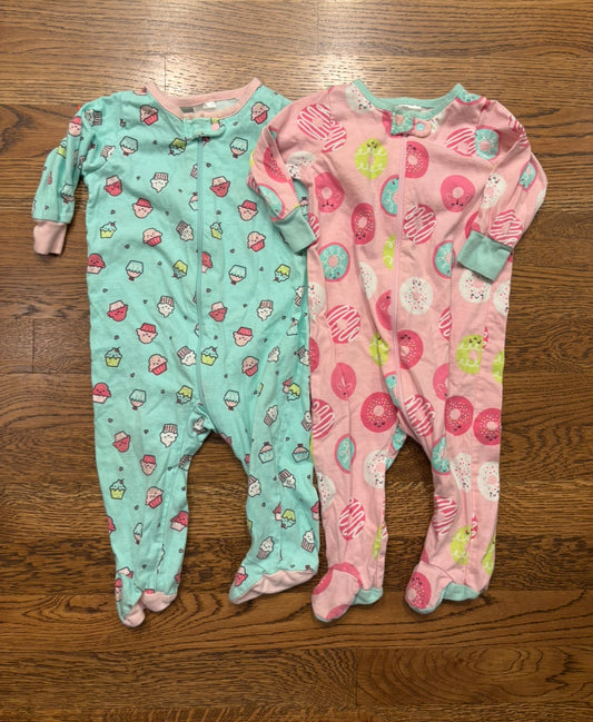Seller #195 - Onesies Brand Baby Girls Bundle of 2 Sleep 'N Play Footie- Size 3-6 Months