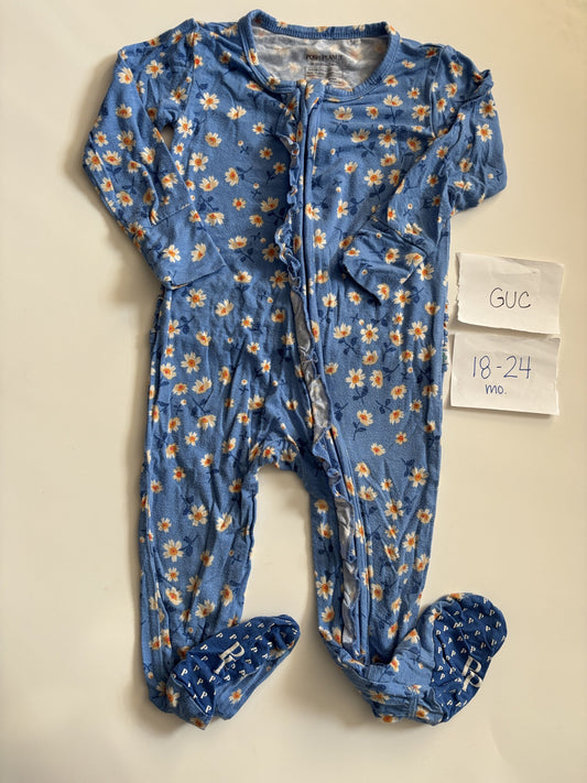 #77 - 18-24 Mo - GUC Posh Peanut - Blue with small white flowers Zippy