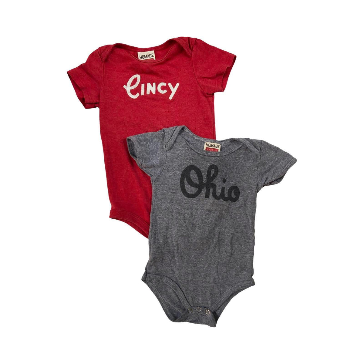 #33 Homage Baby Cincinnati Ohio Onesies 6-12 & 12-18 Months
