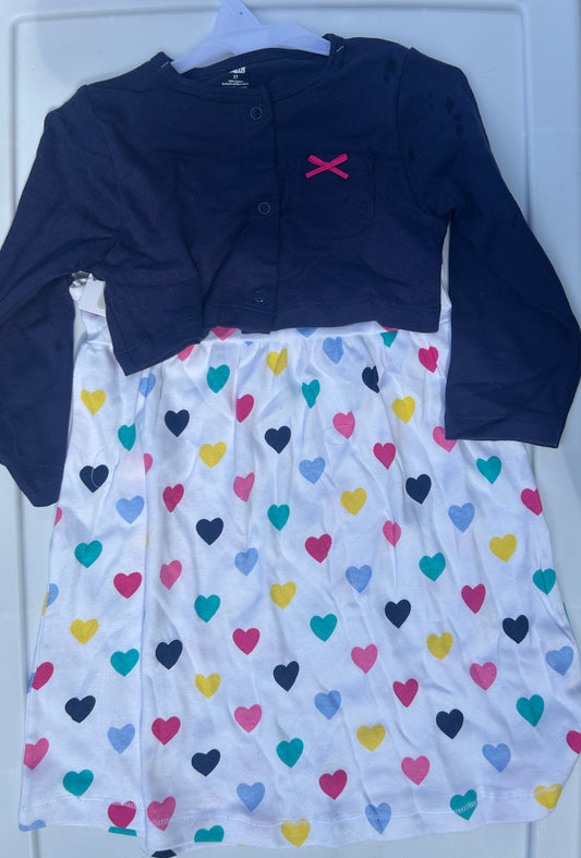 #34 NWT girls 2t dress and cardigan Hudson baby