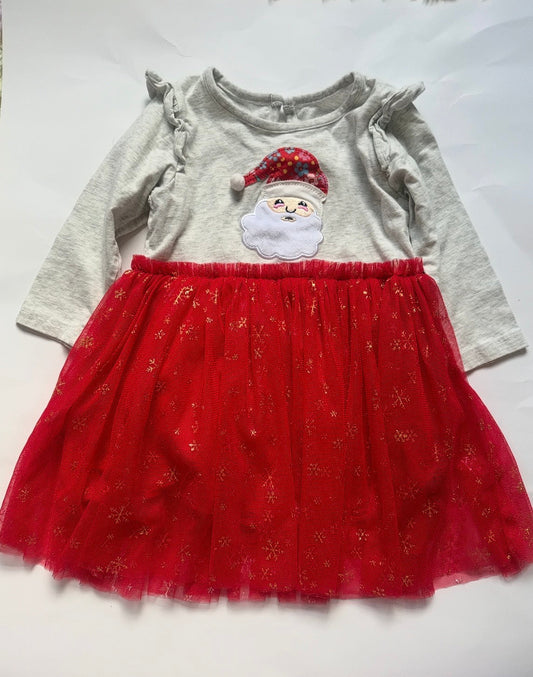 #170 Santa dress with red and gold snowflake. Girls size 2