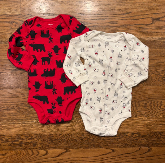 Seller #195 - Bundle of 2 Winter Holiday Boys Bodysuits - Size 9 Months
