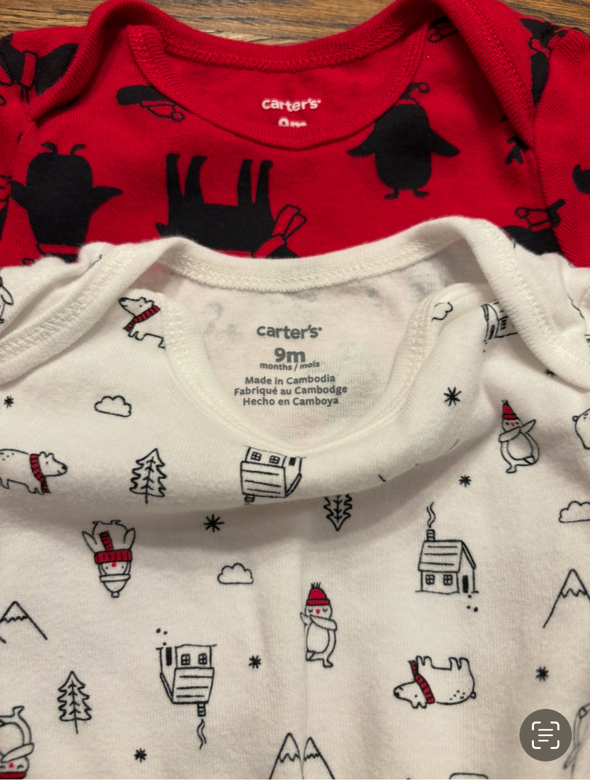 Seller #195 - Bundle of 2 Winter Holiday Boys Bodysuits - Size 9 Months