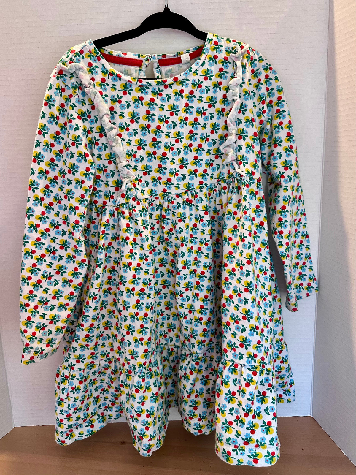 #146 Mini Boden Floral Berry Print Dress Girls 4-5Y