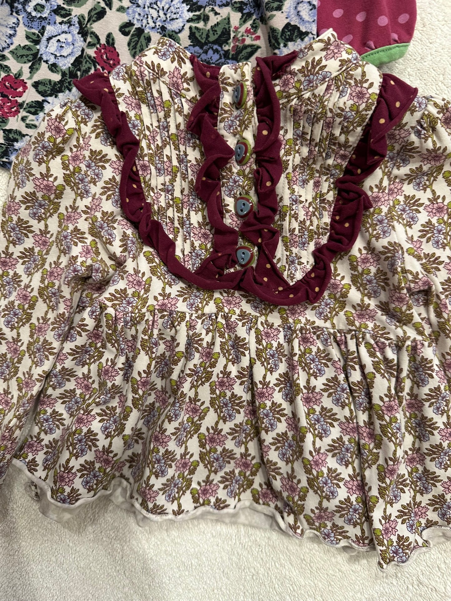#85 Matilda Jane Set of 2 Long Sleeve Shirts with Ruffles, Infant Girls 12m