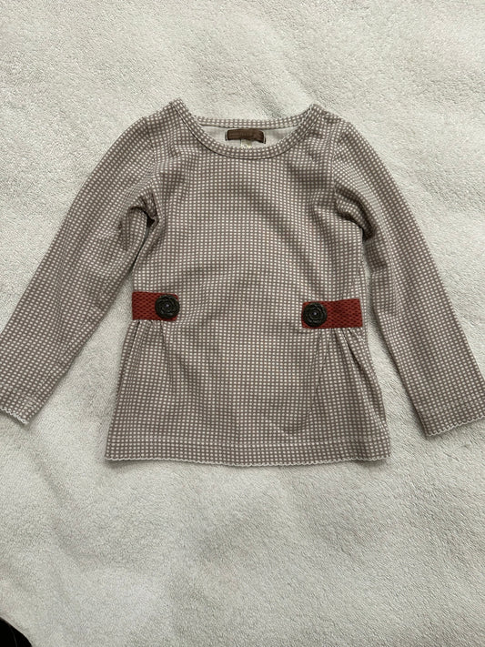 #85 Matilda Jane Brown/Gray micro polkadot shirt with buttons, Girls 12m