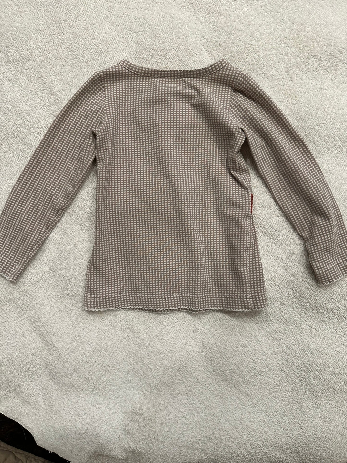 #85 Matilda Jane Brown/Gray micro polkadot shirt with buttons, Girls 12m