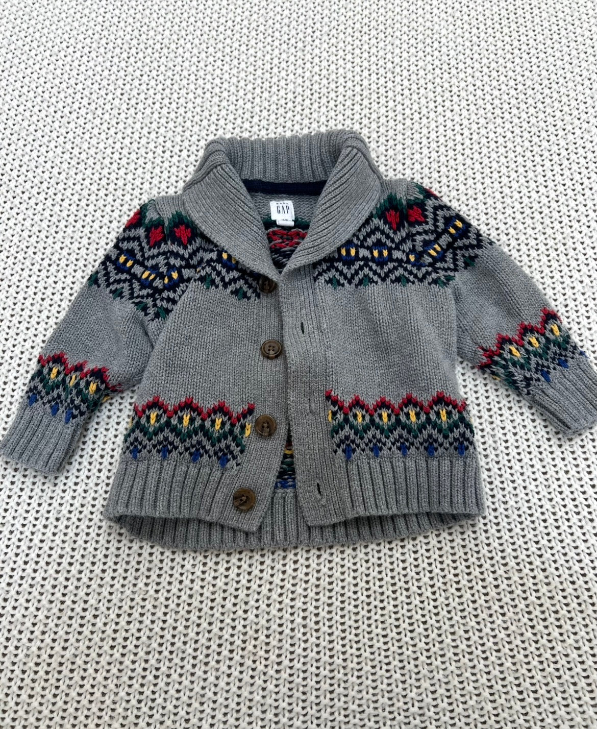 #157 Baby Gap, Little Boys Button Up Knit Sweater, 12-18M
