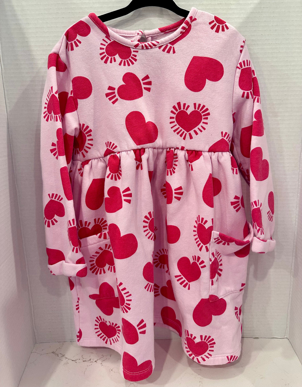 #146 Old Navy Pink Red Heart Dress Girls 4T