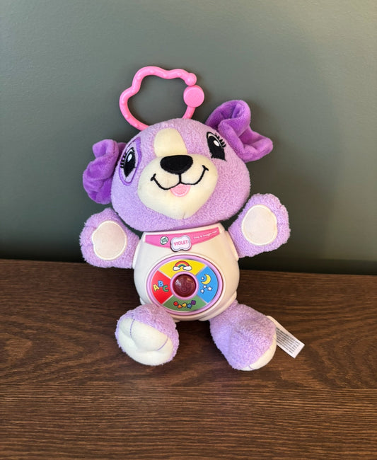 Seller #195 - LeapFrog Sing and Snuggle Violet Plush Puppy Dog Light Music Clip On Baby Toy