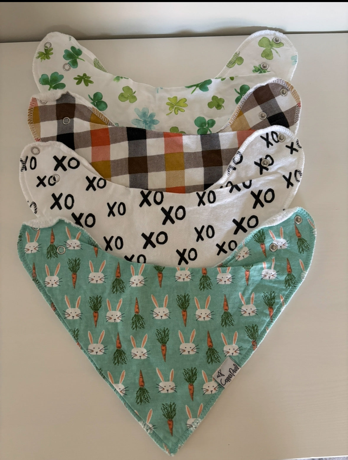 Seller #195 - *REDUCED* Bundle of 4 Copper Pearl Bandana Bibs