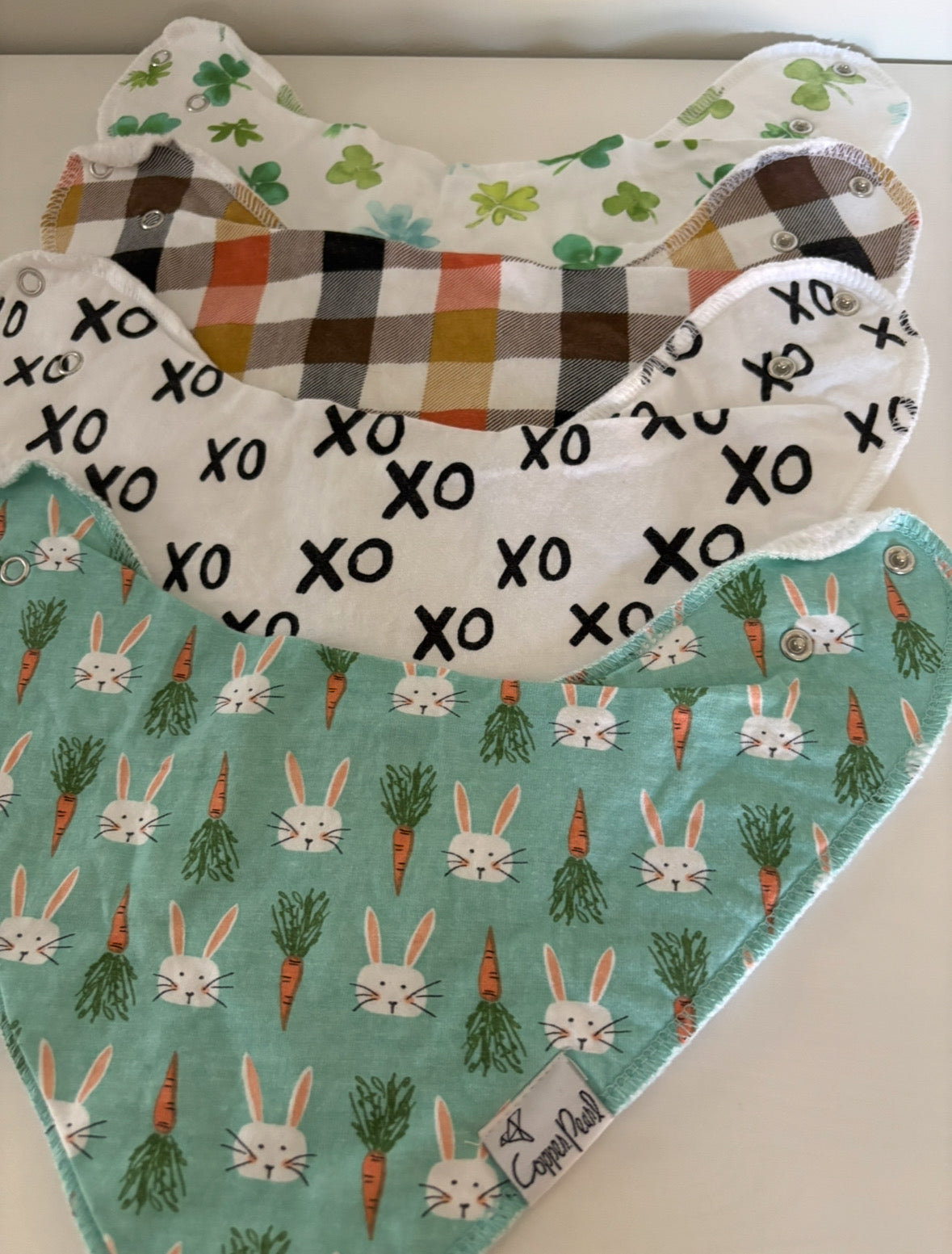 Seller #195 - *REDUCED* Bundle of 4 Copper Pearl Bandana Bibs