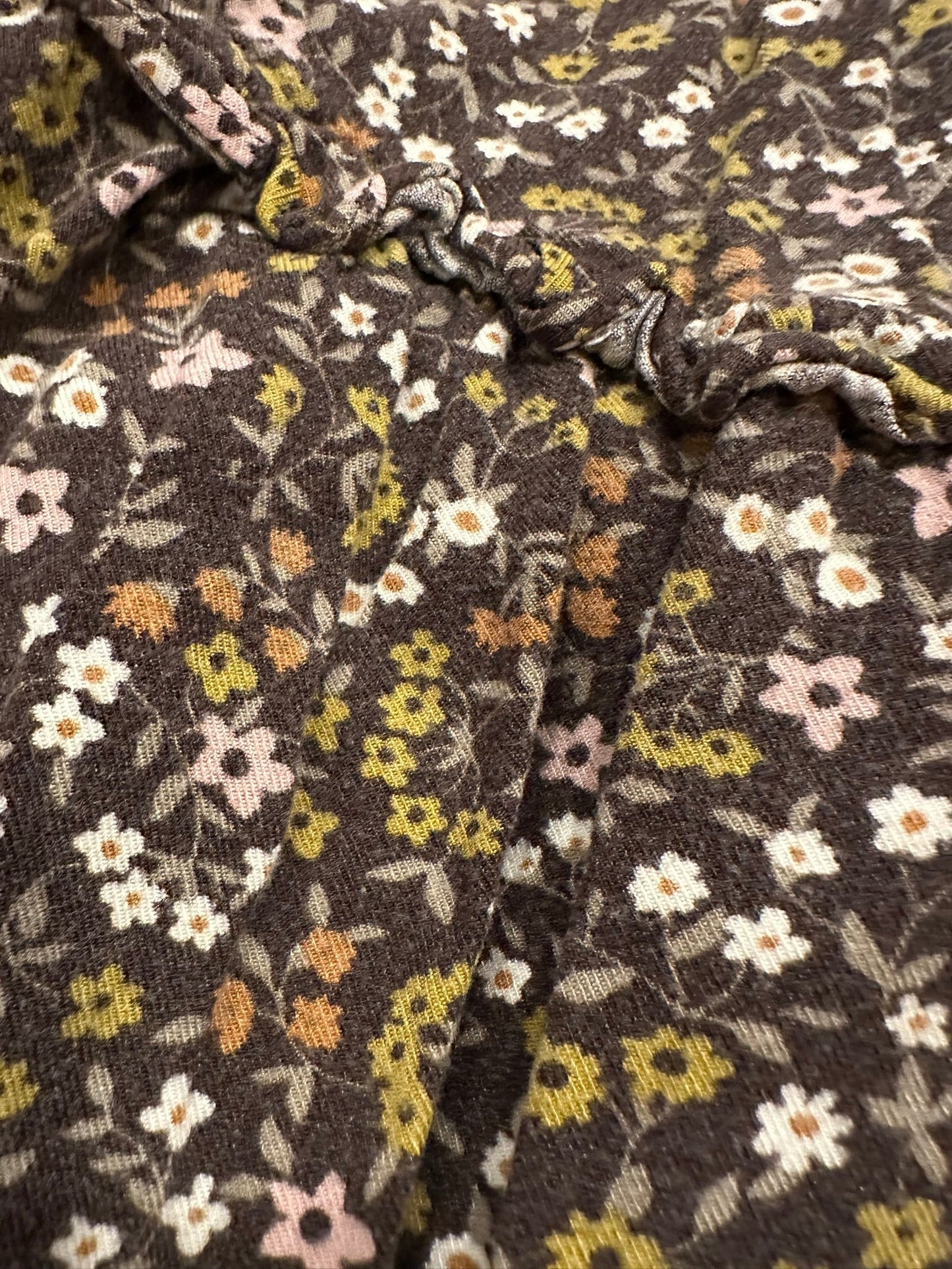 #85 REDUCED Rylee + Cru Brown Flowy Floral shirt, Girls 12-18m